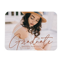 Modernes Graduate Terracotta Script Foto Abschluss Magnet