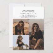 Modernes Graduate White Script 4 Fotos Abschluss Ankündigung (Rückseite)