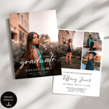 Modernes Graduate White Script 4 Fotos Abschluss