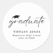 Modernes Graduate White Script 4 Fotos Abschluss Runder Aufkleber (Vorderseite)
