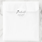 Modernes Graduate White Script 4 Fotos Abschluss Runder Aufkleber (Tasche)
