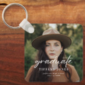 Modernes Graduate White Script 4 Fotos Abschluss Schlüsselanhänger (Vorderseite)