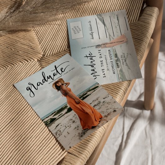 Modernes Graduiertenhandbuch | Lässiges Foto Ankündigungspostkarte