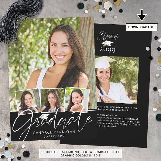 Modernes Graduiertenschreiben 5 Foto Schwarz-weiß Ankündigung