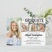 Modernes Graduiertenstudio 4 - Collage Custom Colo Einladung (Stehend Vorderseite)