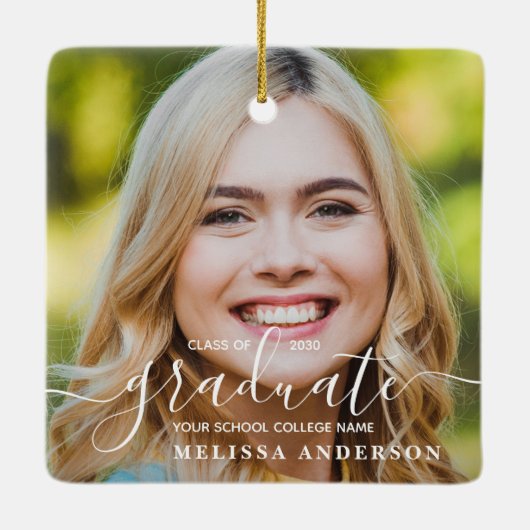 Modernes Graduiertenstudio Custom 2 Foto Grad Absc Keramikornament (Rückseite)