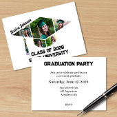 Modernes Graduierungs-Cap Form Foto Collage Party Einladung