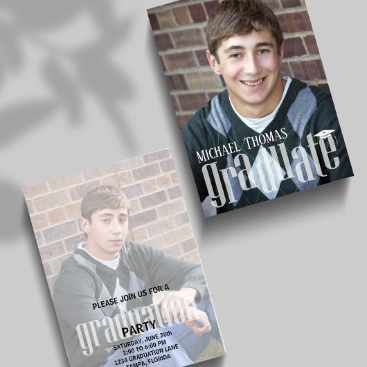 Modernes Graduierungsparty Foto Einfach Einladung