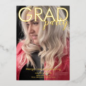 Modernes Graduierungsparty-Foto Folieneinladung (Vorderseite)