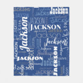 Modernes Graffiti Blue Long Names Muster Fleecedecke (Vorderseite)