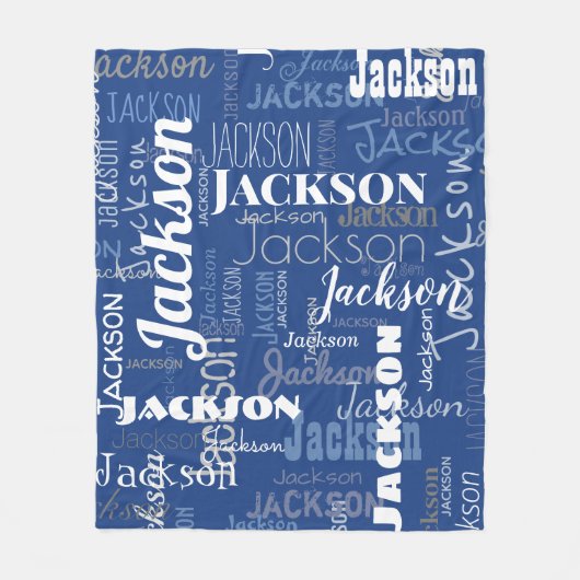 Modernes Graffiti Blue Long Names Muster Fleecedecke (Vorderseite)