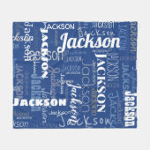 Modernes Graffiti Blue Long Names Muster Fleecedecke (Vorderseite (Horizontal))