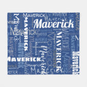 Modernes Graffiti Blue Long Names Muster Fleecedecke (Vorderseite (Horizontal))