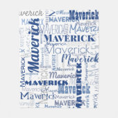 Modernes Graffiti Blue White Long Names Muster Fleecedecke (Vorderseite)