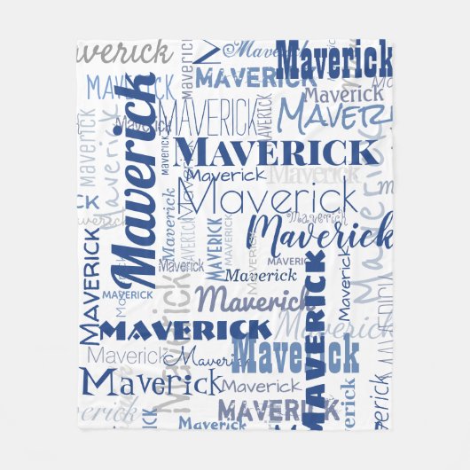 Modernes Graffiti Blue White Long Names Muster Fleecedecke (Vorderseite)