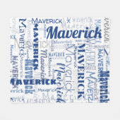 Modernes Graffiti Blue White Long Names Muster Fleecedecke (Vorderseite (Horizontal))