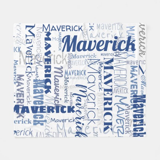 Modernes Graffiti Blue White Long Names Muster Fleecedecke (Vorderseite (Horizontal))