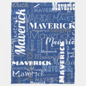 Modernes Graffiti Dark Blue Long Names Muster Fleecedecke (Vorderseite)