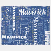 Modernes Graffiti Dark Blue Long Names Muster Fleecedecke (Vorderseite (Horizontal))