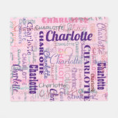 Modernes Graffiti Pink Names Muster Fleecedecke (Vorderseite (Horizontal))