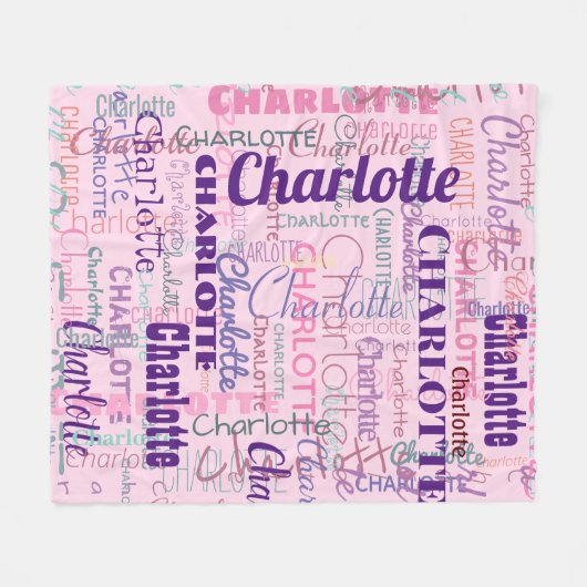 Modernes Graffiti Pink Names Muster Fleecedecke (Vorderseite (Horizontal))