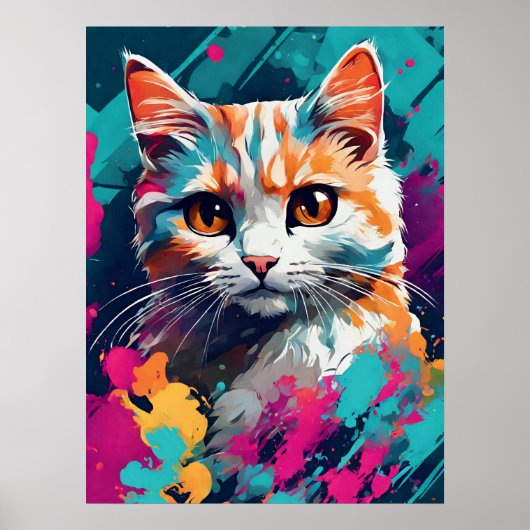 Modernes Graffiti Style Cat Poster (Vorne)