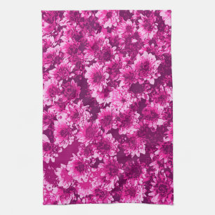 Modernes grafisches Dahlia-Muster, Amethyst Lila Geschirrtuch