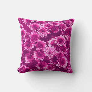 Modernes grafisches Dahlia-Muster, Amethyst Lila Kissen
