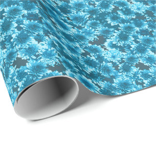 Modernes grafisches Dahlia-Muster, Indigoblau Geschenkpapier