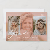 Modernes Grand Scripting Rosa Overlay Grad Drei Fo Einladung (Vorderseite)