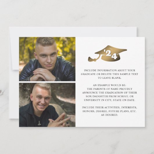 Modernes Grand Year Black Gold Gradient 3 Fotos Ankündigung (Rückseite)