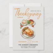 Modernes Gratefall dank Dinner Einladung (Vorderseite)