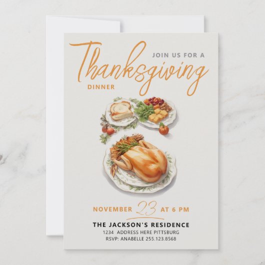 Modernes Gratefall dank Dinner Einladung (Vorderseite)