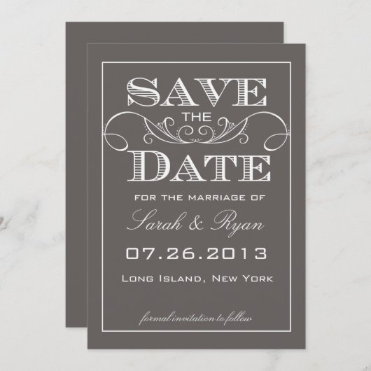 Modernes Grau Ankündigung Datum freihalten (Vorne/Hinten)