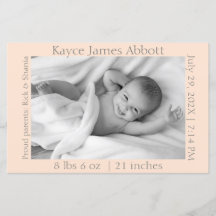 Modernes Grau auf Pastel Lachs Birth Scrapbook Pap