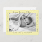 Modernes Grau auf Pastel Yellow Baby Ankündigung (Vorne/Hinten)