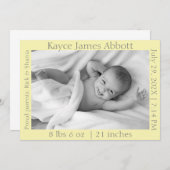 Modernes Grau auf Pastel Yellow Baby Ankündigung (Vorne/Hinten)