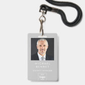 Modernes Grau Corporate Foto ID Ausweis (Front with Lanyard)