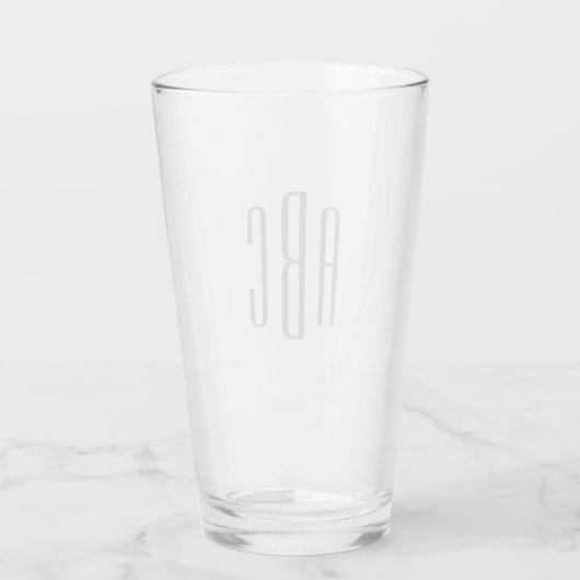 Modernes Grau-Einfach-Dreibuchstabenmonogramm Glas (Rückseite)
