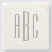 Modernes Grau-Einfach-Dreibuchstabenmonogramm Steinuntersetzer (Vorderseite)