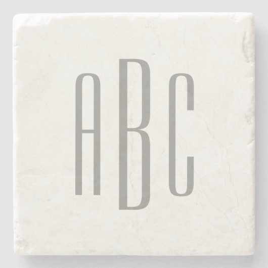 Modernes Grau-Einfach-Dreibuchstabenmonogramm Steinuntersetzer (Vorderseite)