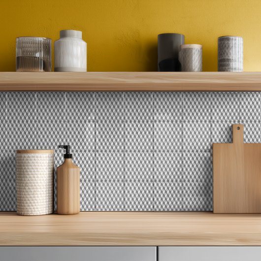 Modernes, grau geometrisches 3D-Kubikmuster Fliese