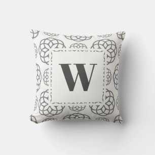 Modernes, grau geometrisches Monogramm Kissen