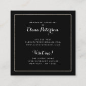 Modernes, grau-geometrisches schwarzes Gehäuse han Quadratische Visitenkarte (Rückseite)