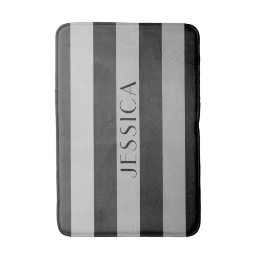 Modernes, grau gestreiftes Muster Badematte (Vorderseite Vertikal)