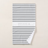 Modernes, grau gestreiftes Muster Badhandtuch Set (Handtuch)