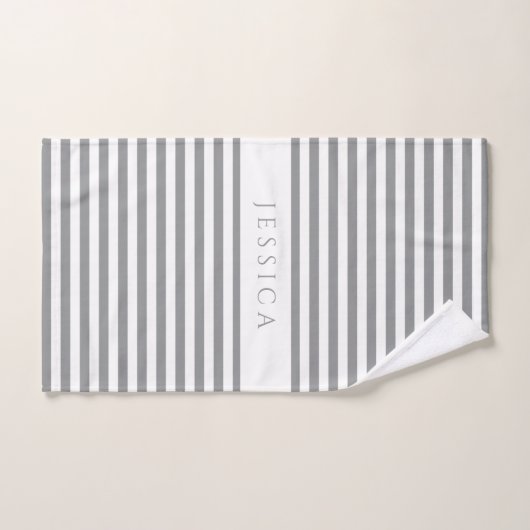 Modernes, grau gestreiftes Muster Badhandtuch Set (Handtuch)