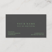 Modernes, grau-grünes Berufliches Geschäft Visitenkarte (Rückseite)