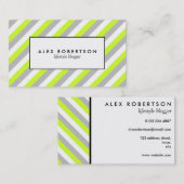 Modernes Grau, Limoner grüner und weißer Streifen Visitenkarte (Vorne/Hinten)