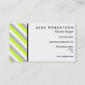 Modernes Grau, Limoner grüner und weißer Streifen Visitenkarte (Rückseite)